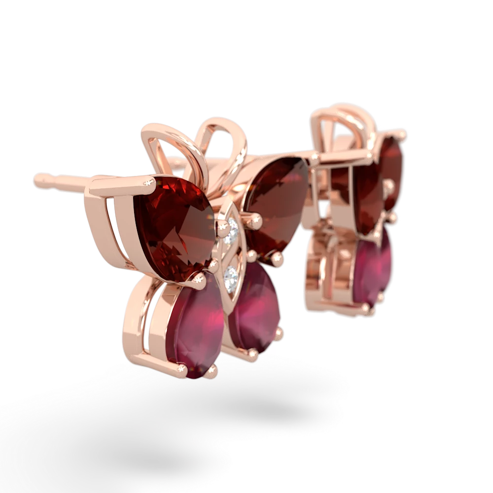 Garnet Butterfly 14K Rose Gold earrings E2215