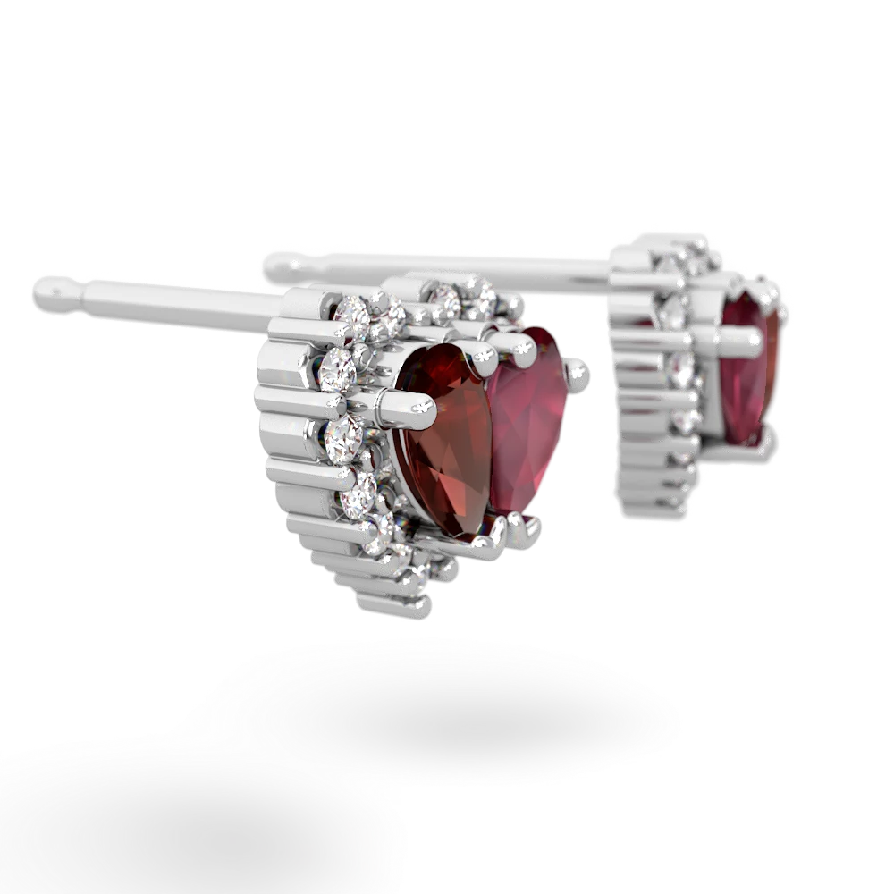 Garnet Halo 14K White Gold earrings E7008