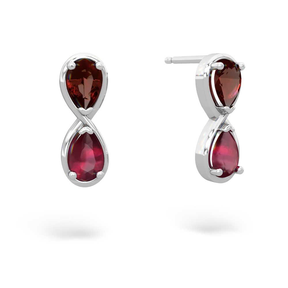 Garnet Infinity 14K White Gold earrings E5050