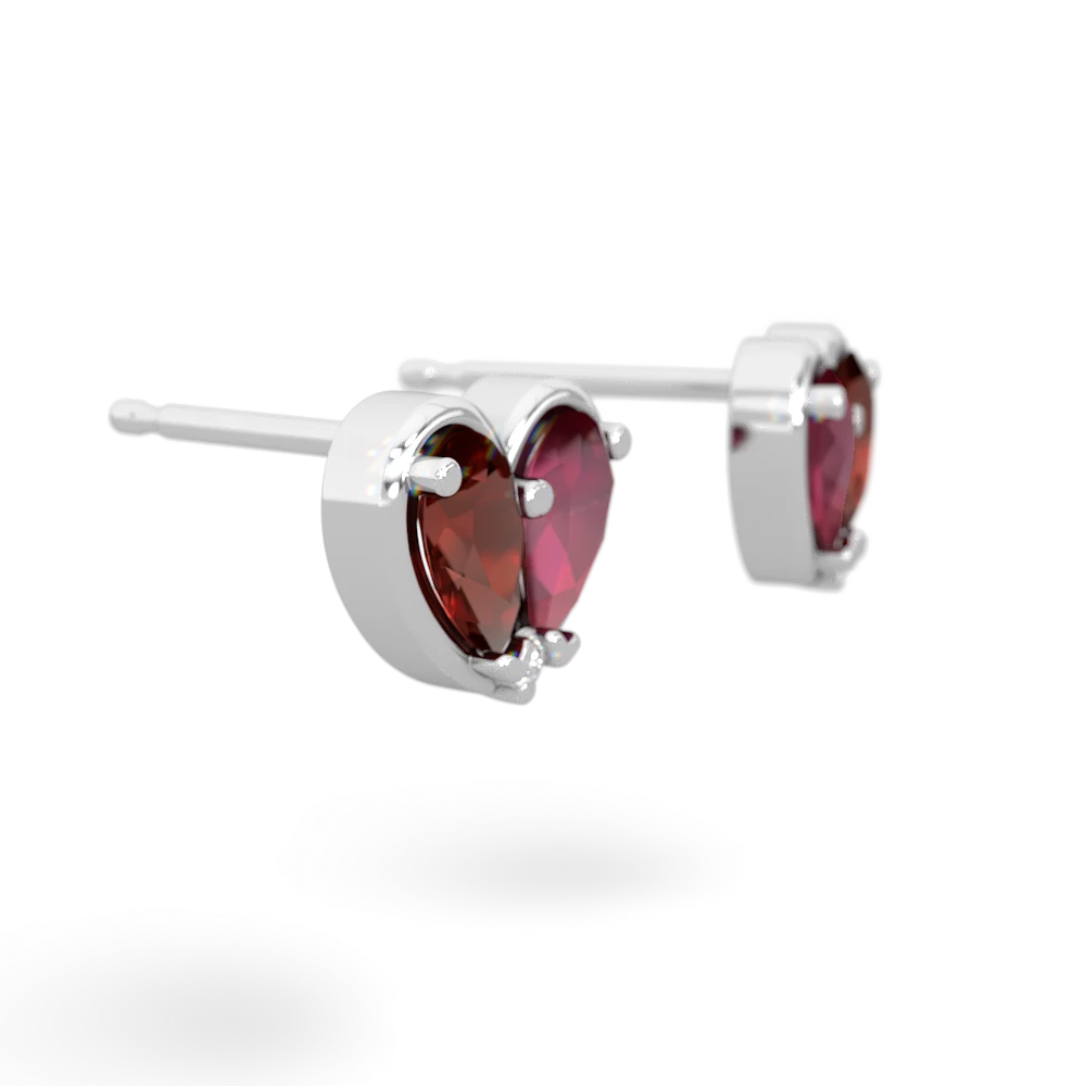 Garnet 'Our Heart' 14K White Gold earrings E5072