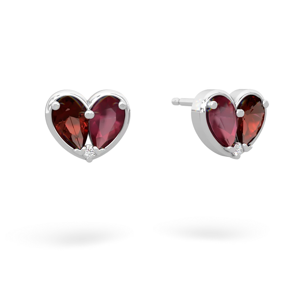 Garnet 'Our Heart' 14K White Gold earrings E5072