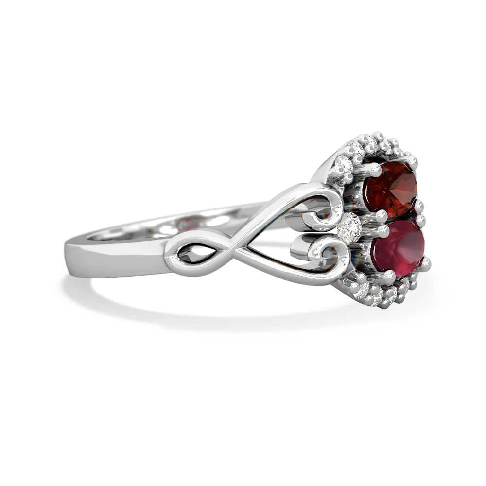 Garnet Love Nest 14K White Gold ring R5860