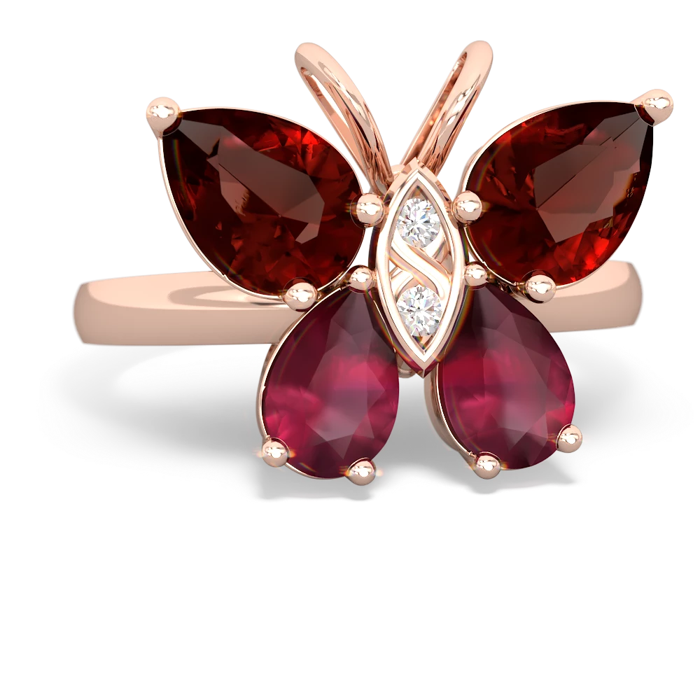 Garnet Butterfly 14K Rose Gold ring R2215