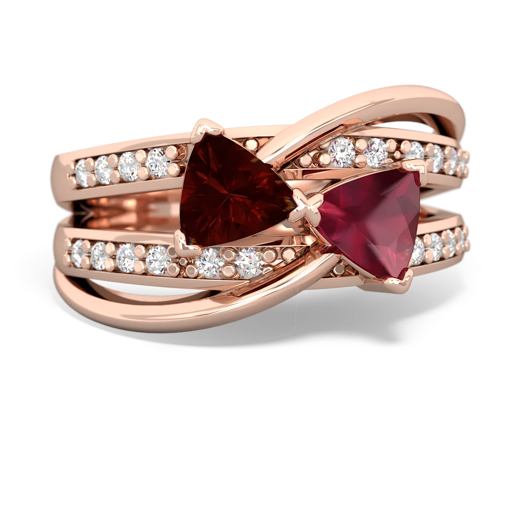 Garnet Bowtie 14K Rose Gold ring R2360