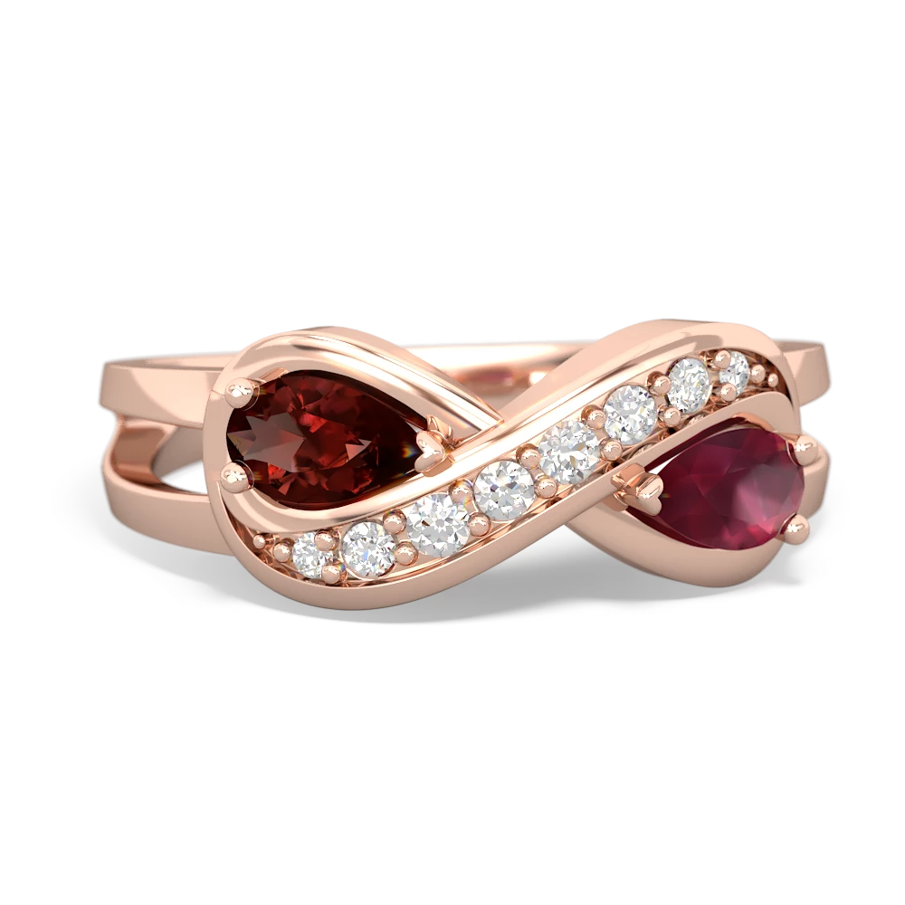 Garnet Diamond Infinity 14K Rose Gold ring R5390