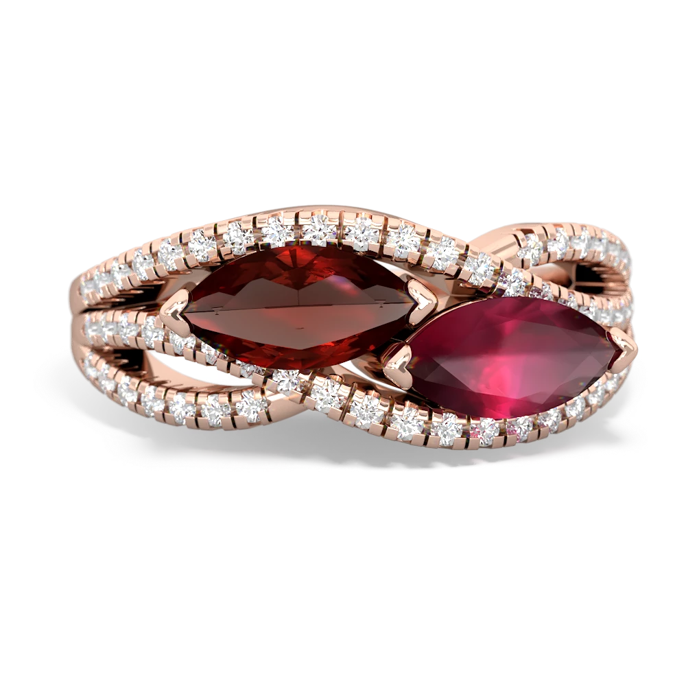 Garnet Diamond Rivers 14K Rose Gold ring R3070