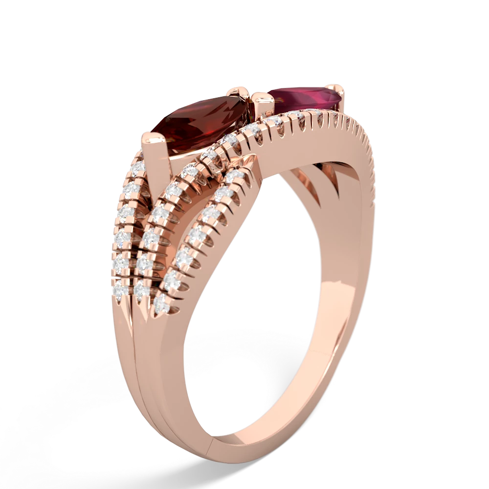 Garnet Diamond Rivers 14K Rose Gold ring R3070