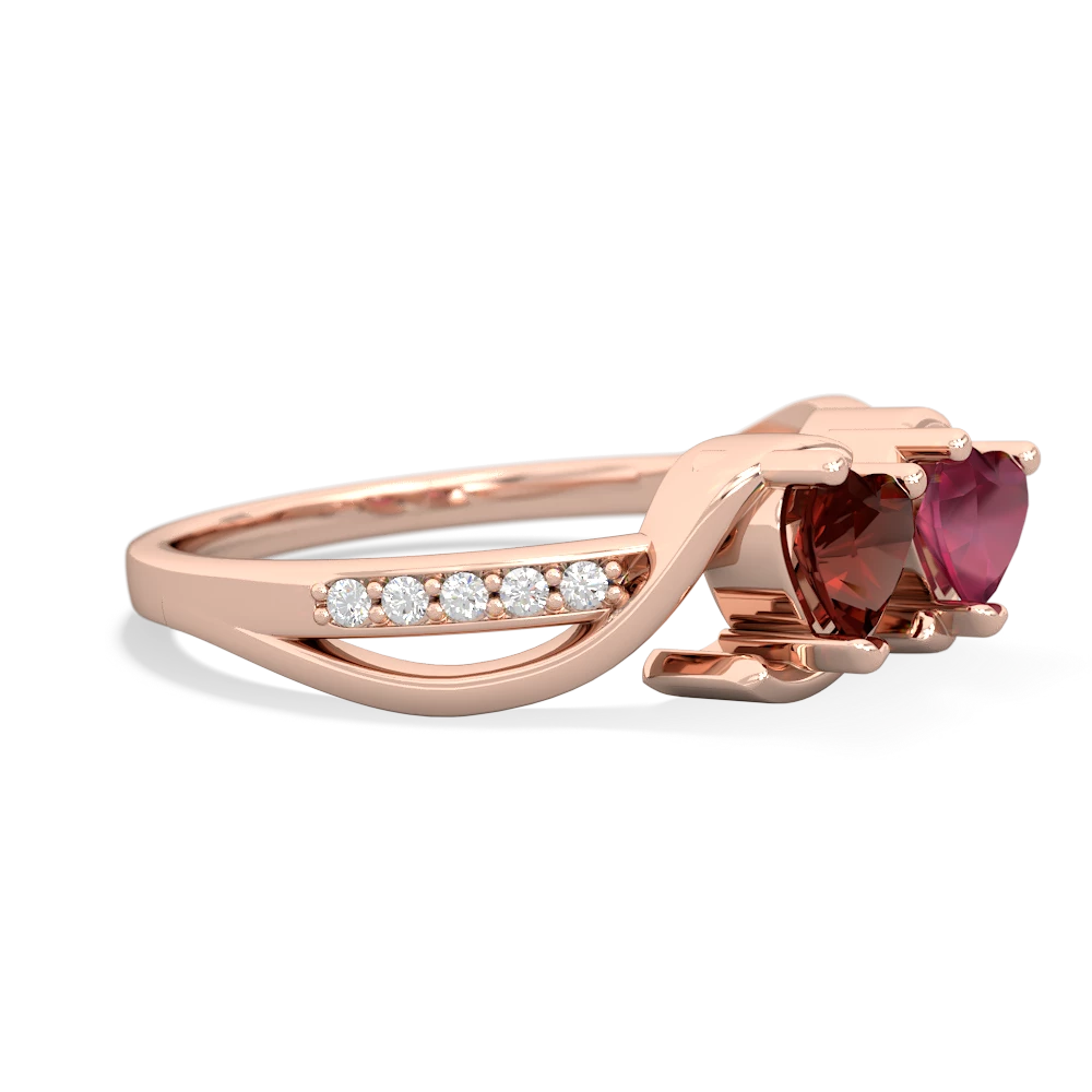 Garnet Side By Side 14K Rose Gold ring R3090