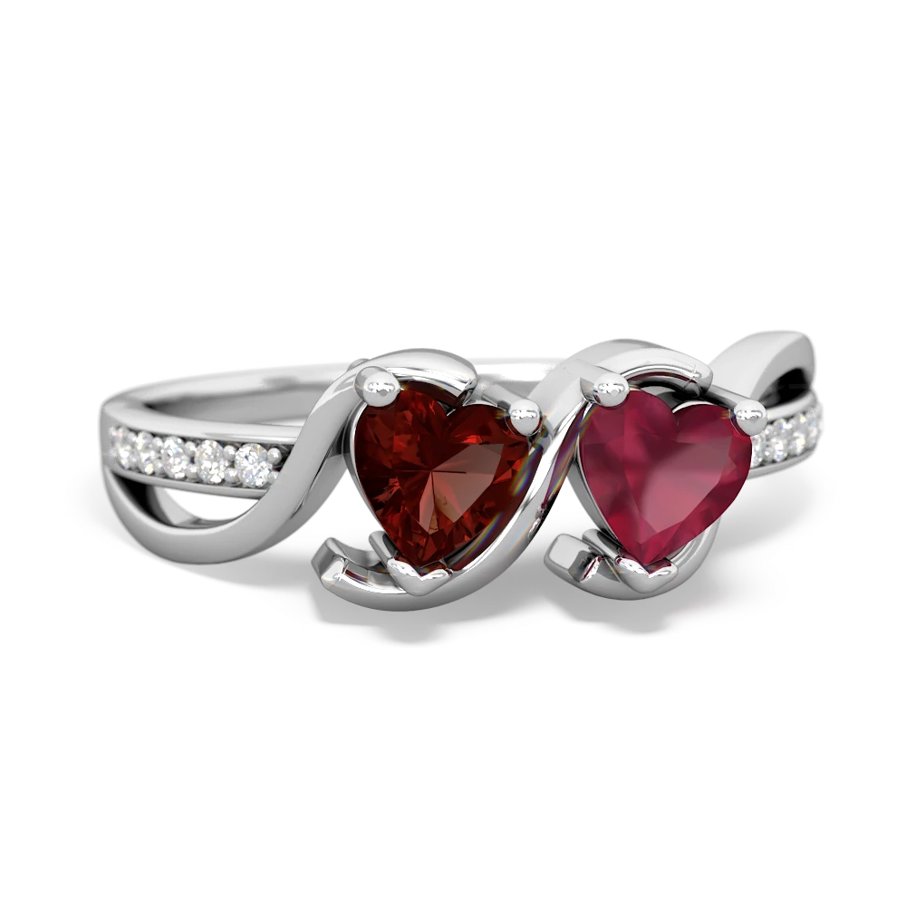 Garnet Side By Side 14K White Gold ring R3090