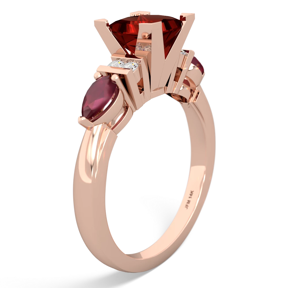 Garnet 6Mm Princess Eternal Embrace Engagement 14K Rose Gold ring C2002