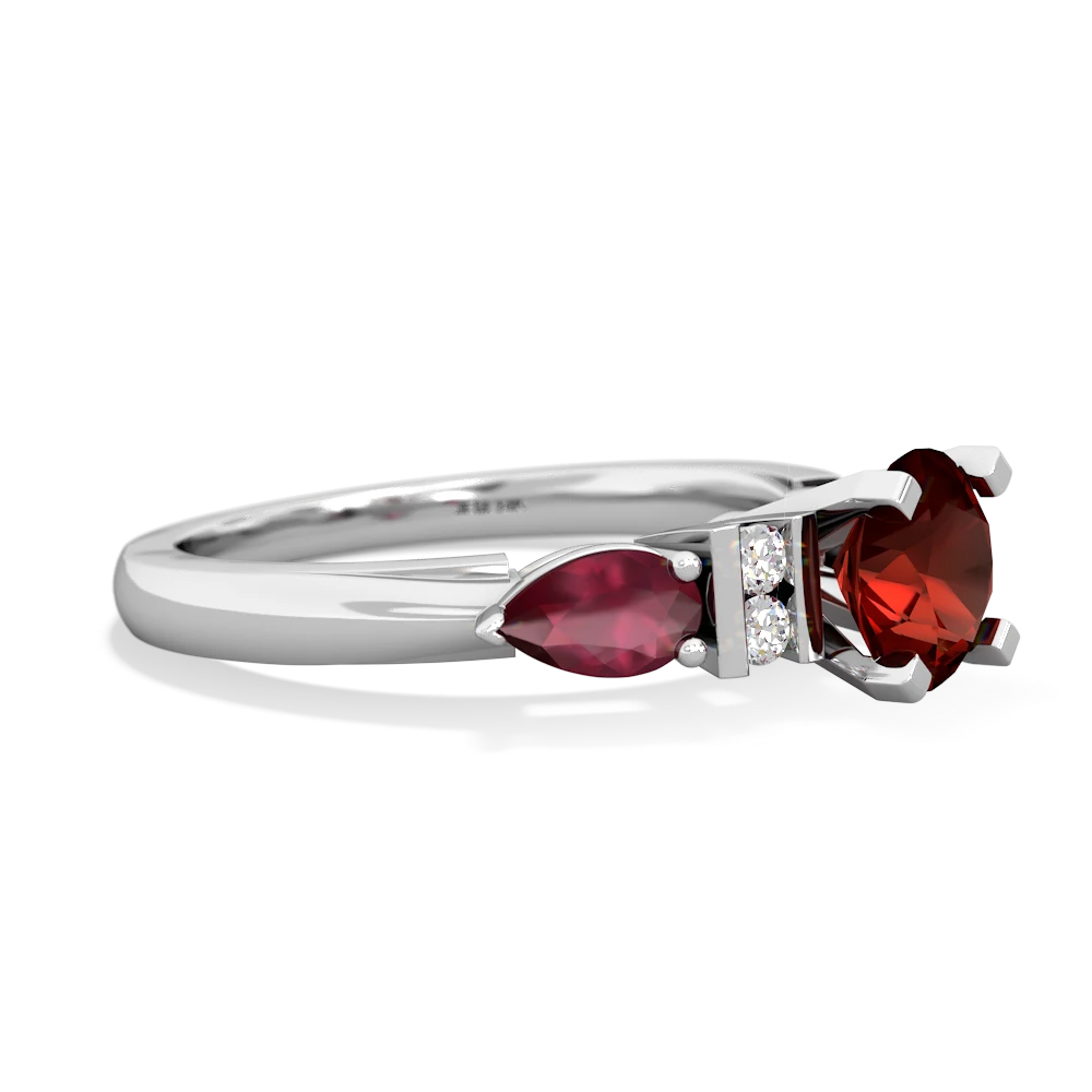 Garnet 6Mm Round Eternal Embrace Engagement 14K White Gold ring R2005