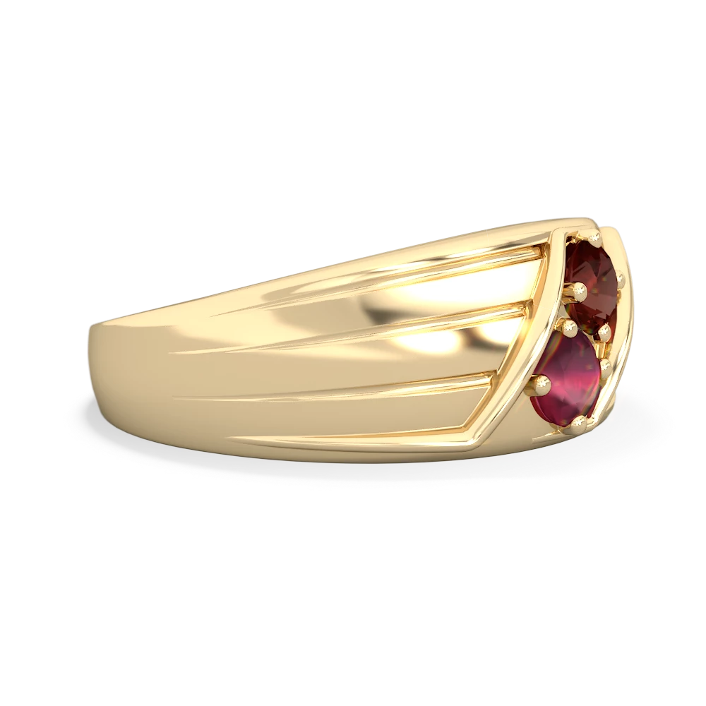 Garnet Men's Streamline 14K Yellow Gold ring R0460