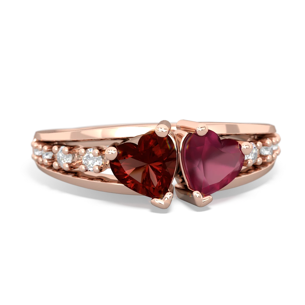 Garnet Heart To Heart 14K Rose Gold ring R3342