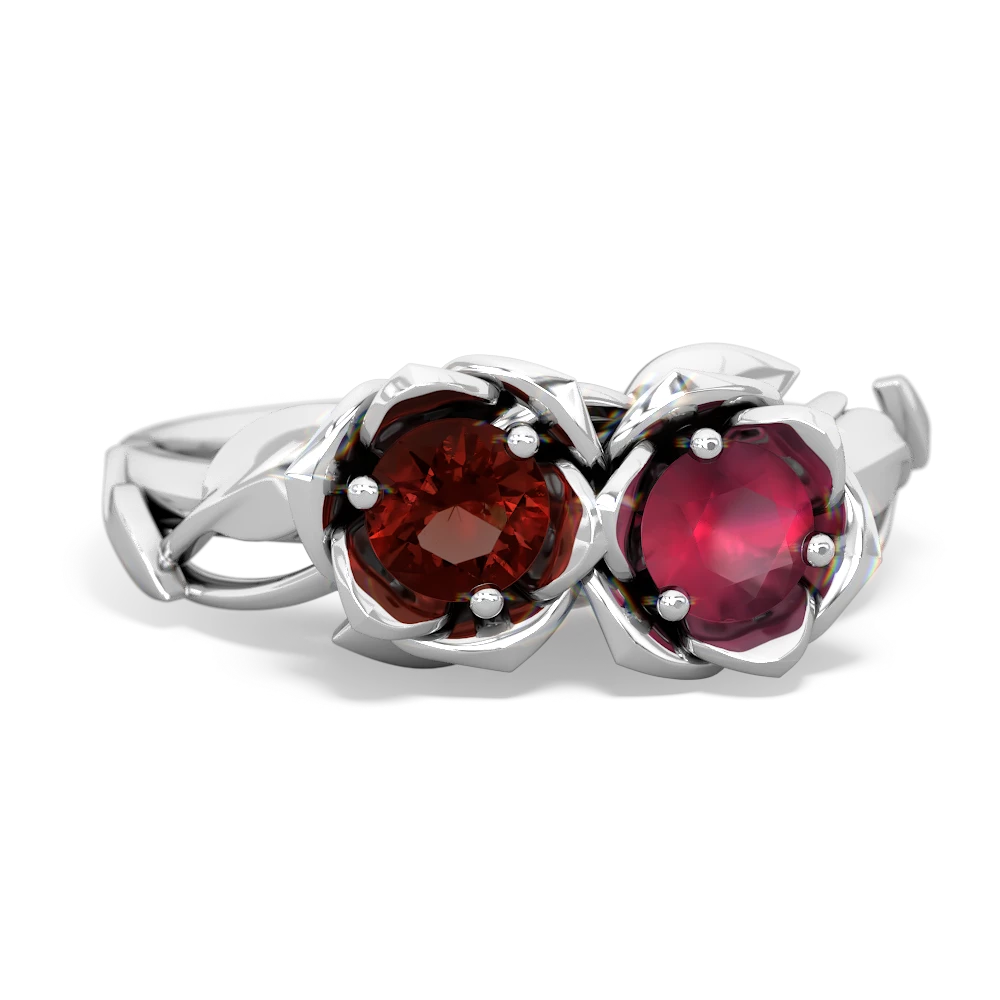 Garnet Rose Garden 14K White Gold ring R5510