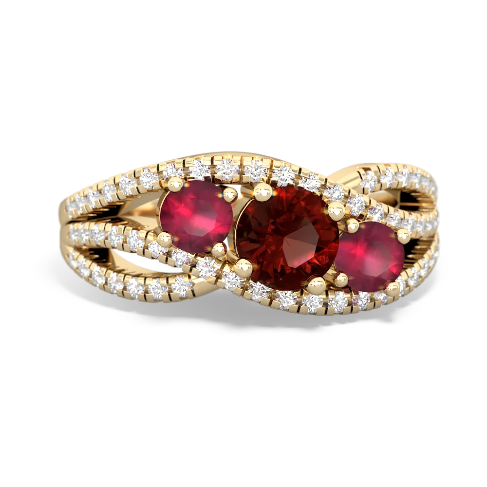 Garnet Three Stone Aurora 14K Yellow Gold ring R3080