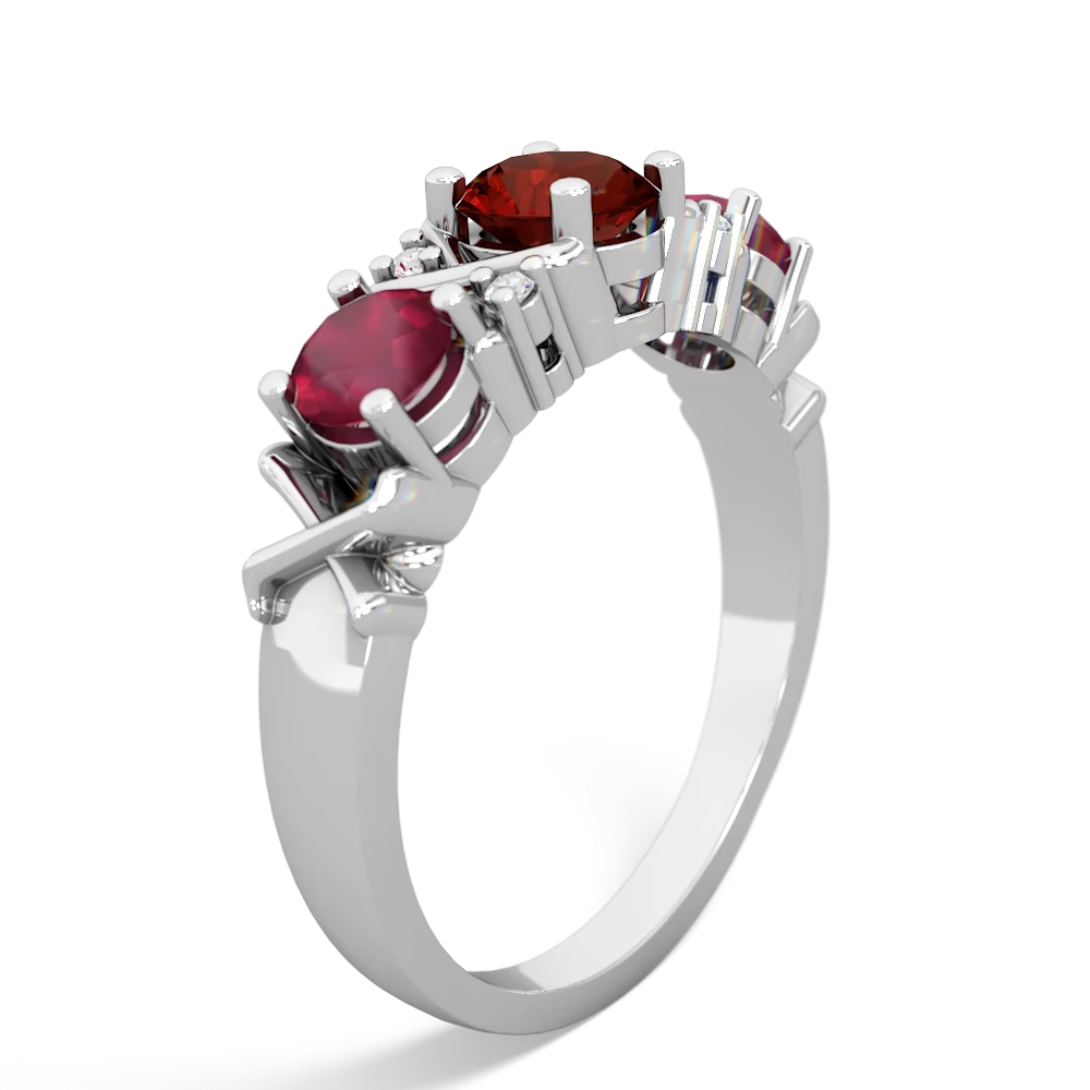 Garnet Hugs And Kisses 14K White Gold ring R5016