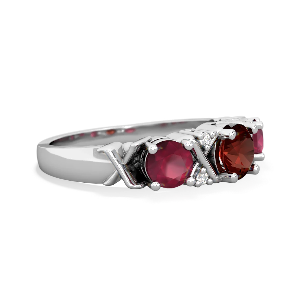 Garnet Hugs And Kisses 14K White Gold ring R5016