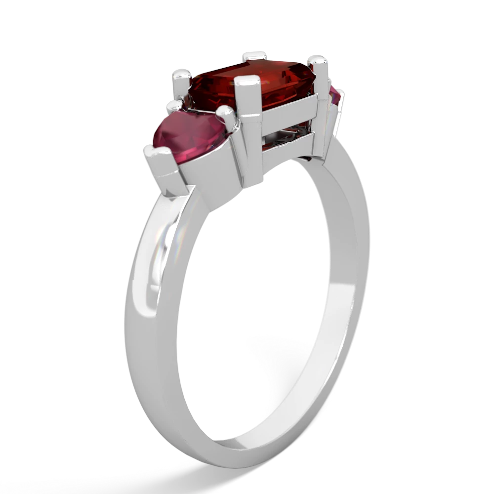 Garnet Three Stone 14K White Gold ring R5235