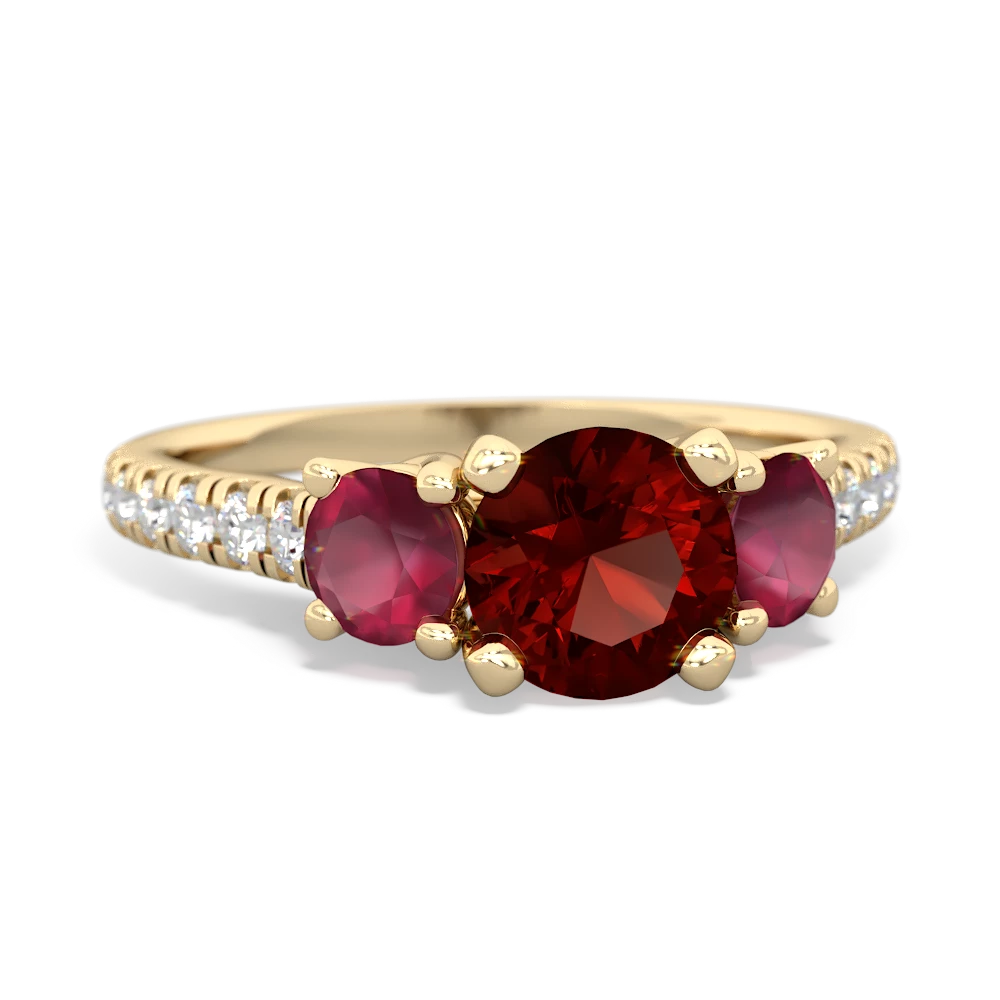 Garnet Pave Trellis 14K Yellow Gold ring R5500