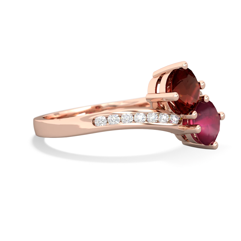 Garnet Channel Set Two Stone 14K Rose Gold ring R5303