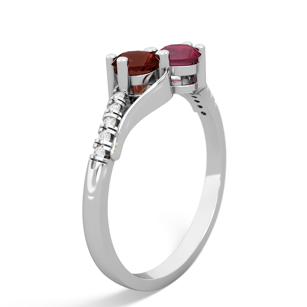 Garnet Infinity Pave Two Stone 14K White Gold ring R5285