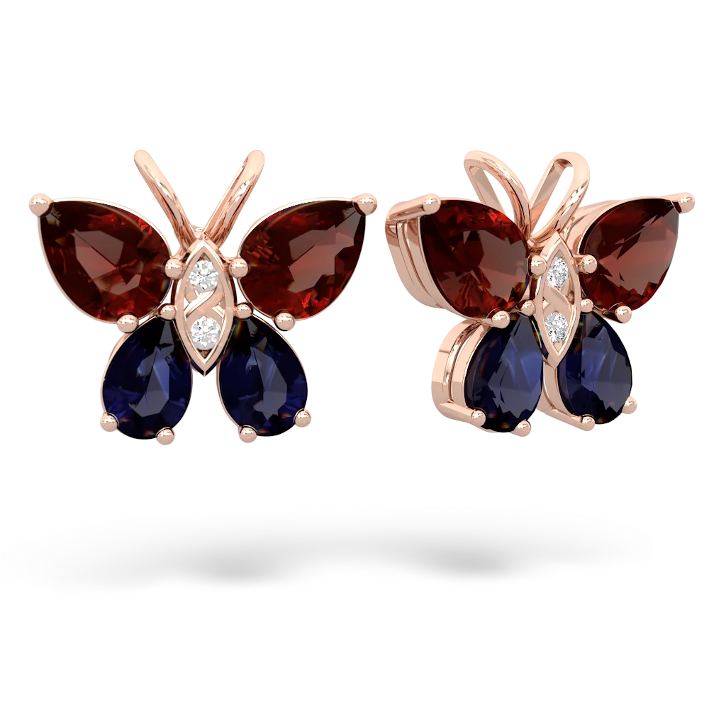 Garnet Butterfly 14K Rose Gold earrings E2215