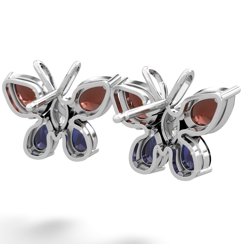 Garnet Butterfly 14K White Gold earrings E2215