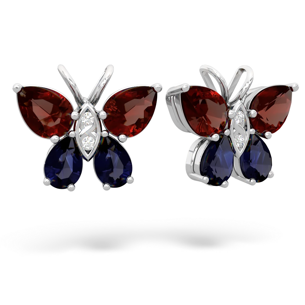 Garnet Butterfly 14K White Gold earrings E2215