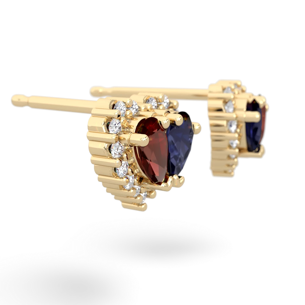 Garnet Halo 14K Yellow Gold earrings E7008