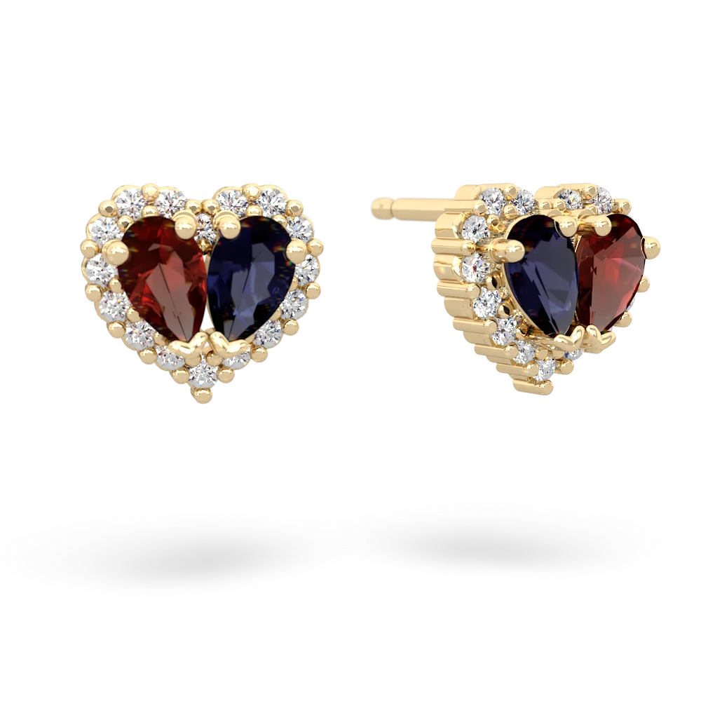 Garnet Halo 14K Yellow Gold earrings E7008