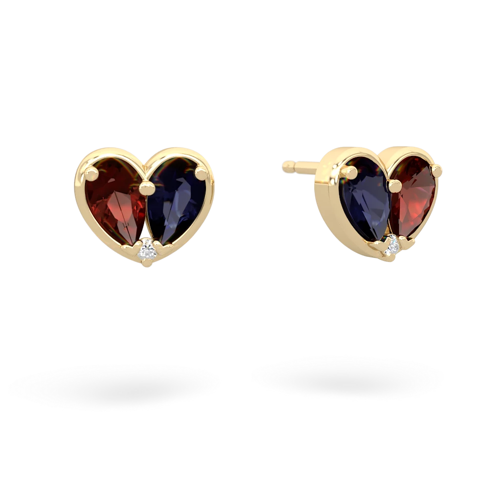 Garnet 'Our Heart' 14K Yellow Gold earrings E5072