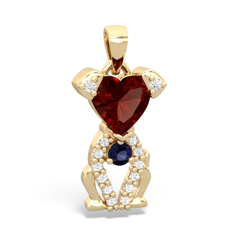 Garnet Puppy Love 14K Yellow Gold pendant P5800