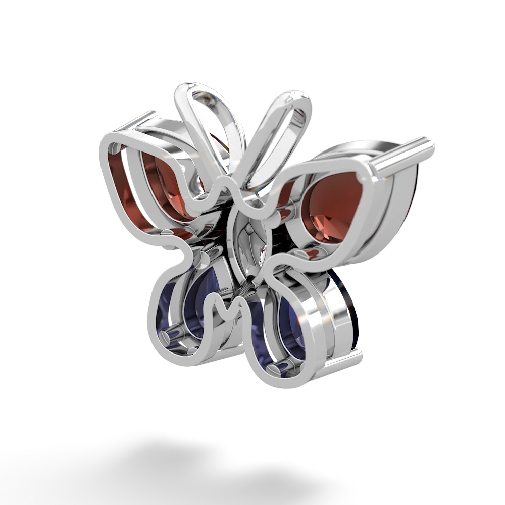 Garnet Butterfly 14K White Gold pendant P2215