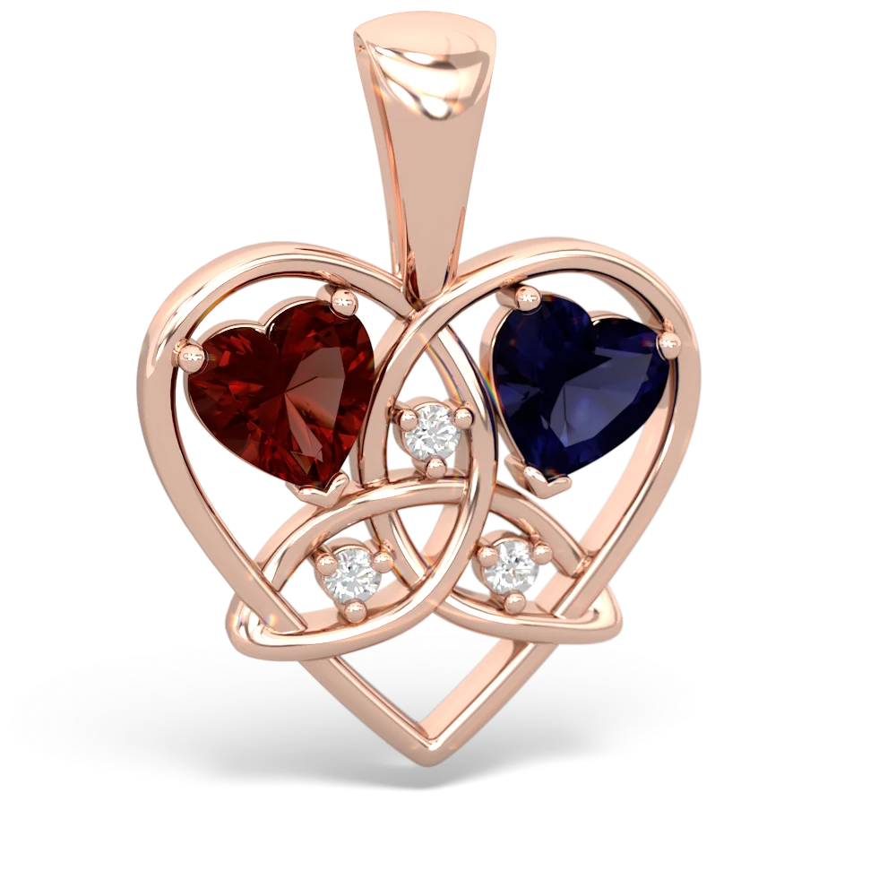 Garnet Celtic Trinity Heart 14K Rose Gold pendant P5331