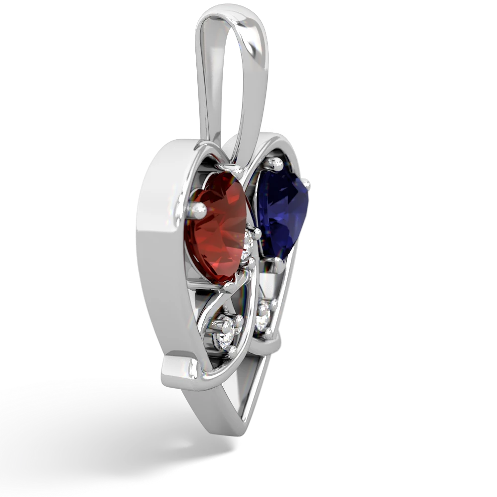 Garnet Celtic Trinity Heart 14K White Gold pendant P5331