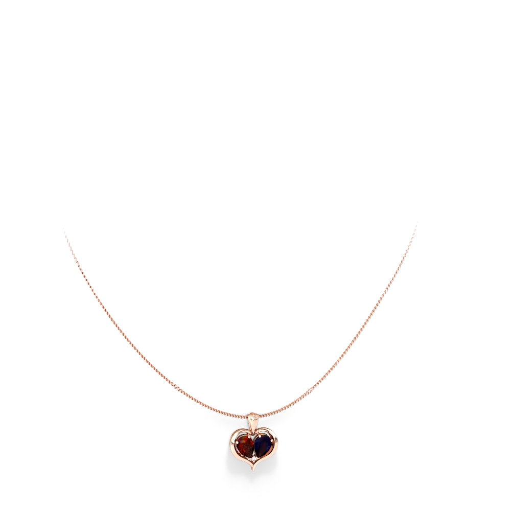 Garnet Two Become One 14K Rose Gold pendant P5330