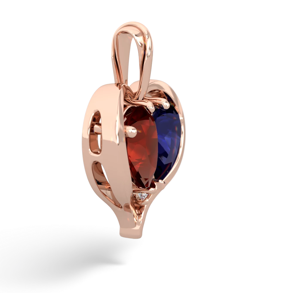 Garnet Two Become One 14K Rose Gold pendant P5330