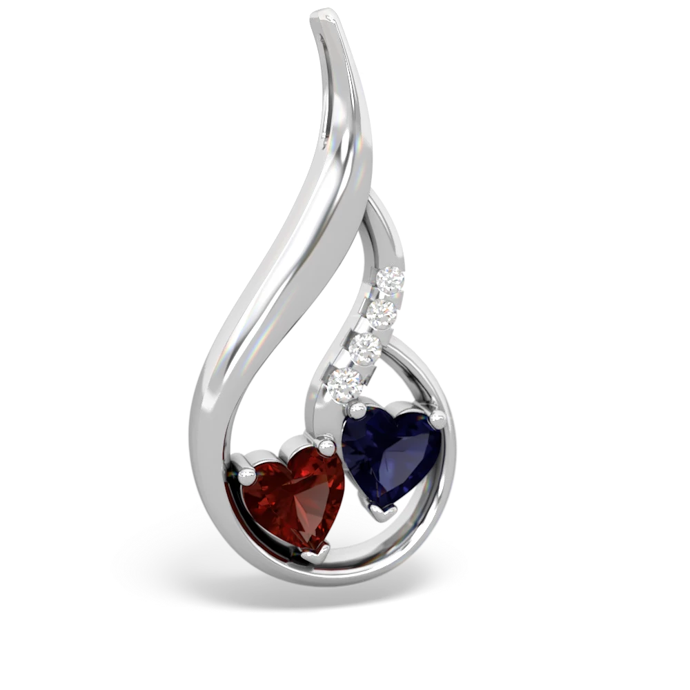 Garnet Keepsake Curves 14K White Gold pendant P5450