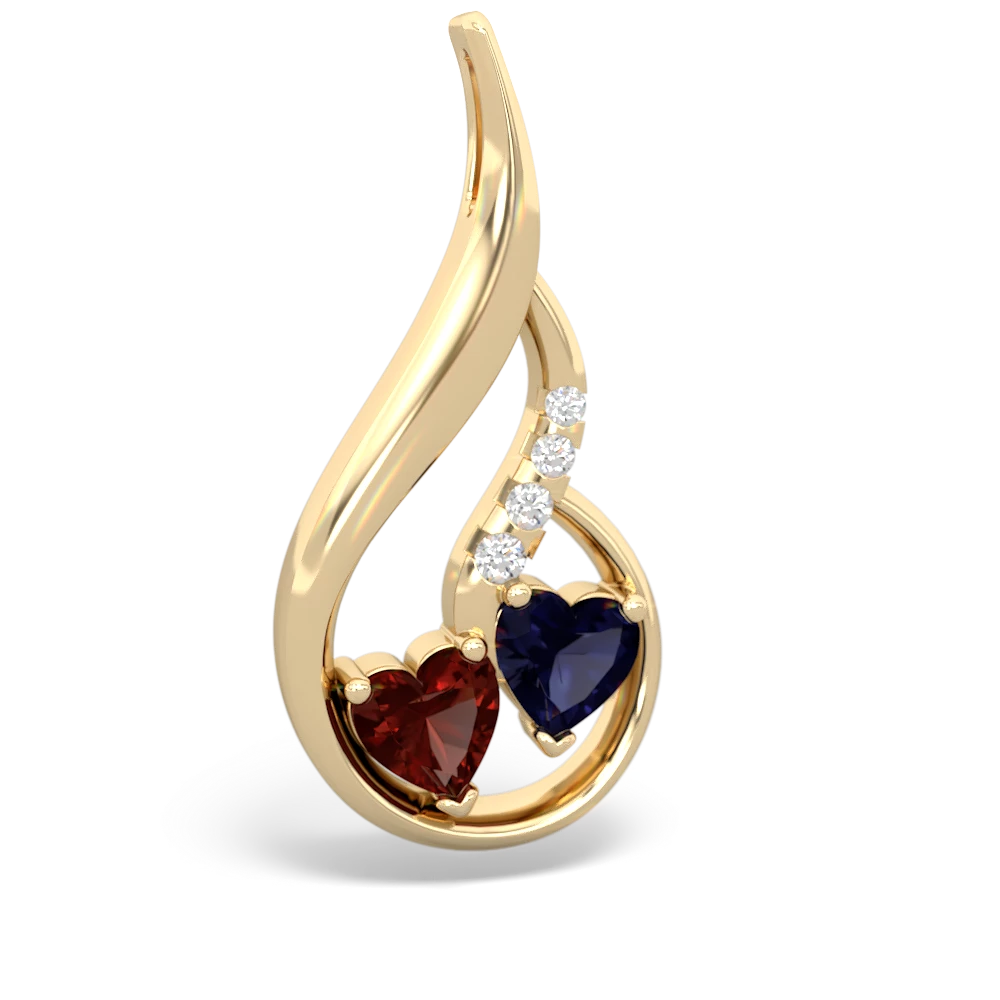 Garnet Keepsake Curves 14K Yellow Gold pendant P5450