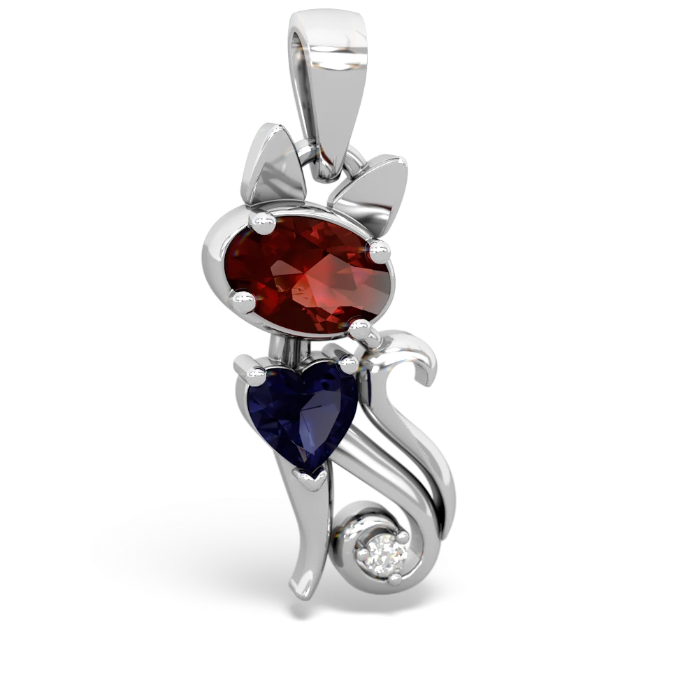 Garnet Kitten 14K White Gold pendant P5780