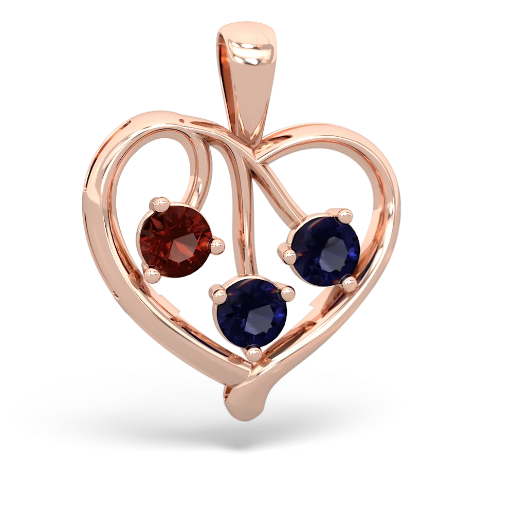 Garnet Glowing Heart 14K Rose Gold pendant P2233