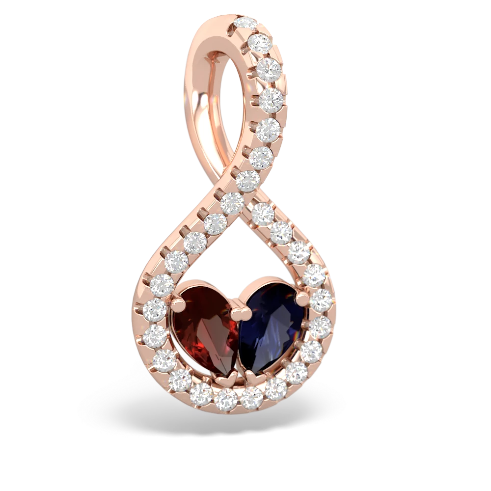 Garnet Pave Twist 'One Heart' 14K Rose Gold pendant P5360