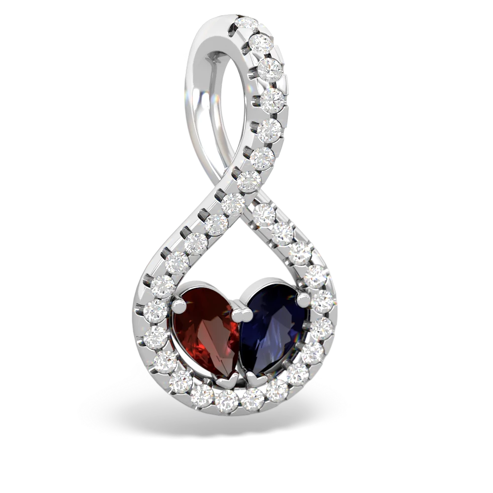 Garnet Pave Twist 'One Heart' 14K White Gold pendant P5360