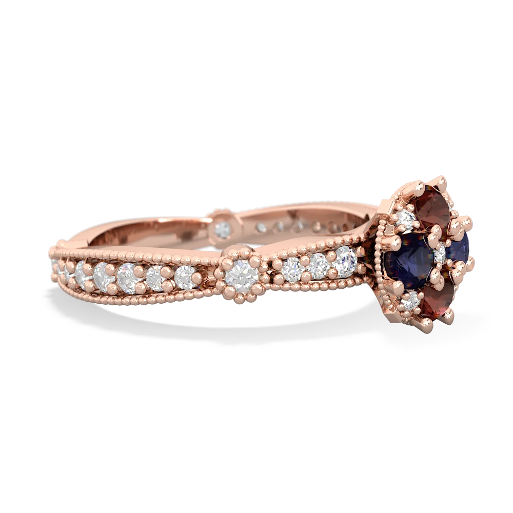 Garnet Sparkling Tiara Cluster 14K Rose Gold ring R26293RD