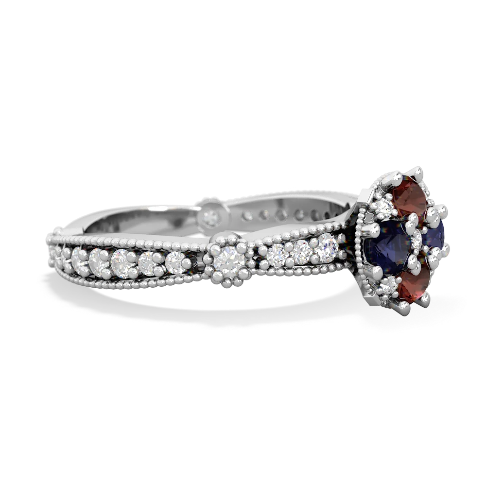 Garnet Sparkling Tiara Cluster 14K White Gold ring R26293RD