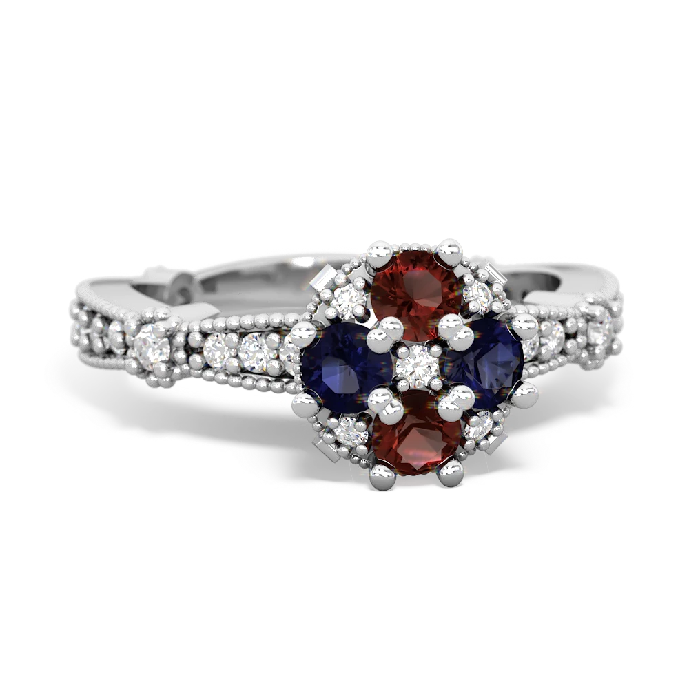 Garnet Sparkling Tiara Cluster 14K White Gold ring R26293RD