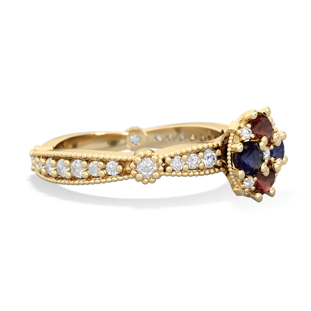 Garnet Sparkling Tiara Cluster 14K Yellow Gold ring R26293RD