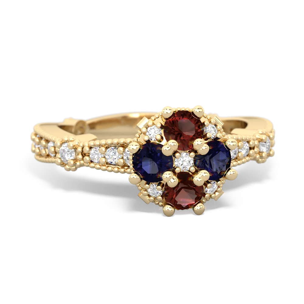 Garnet Sparkling Tiara Cluster 14K Yellow Gold ring R26293RD