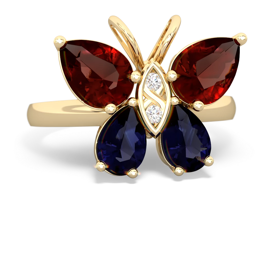 Garnet Butterfly 14K Yellow Gold ring R2215