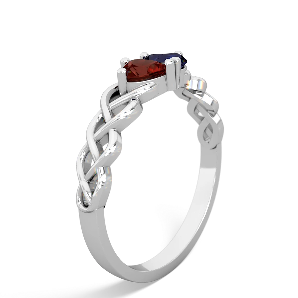 Garnet Heart To Heart Braid 14K White Gold ring R5870